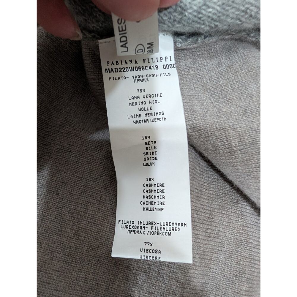 Fabiana Filippi Wool Cashmere Silk Sequin Cardigan Zip Front IT44 Small Italy - Picture 7 of 13
